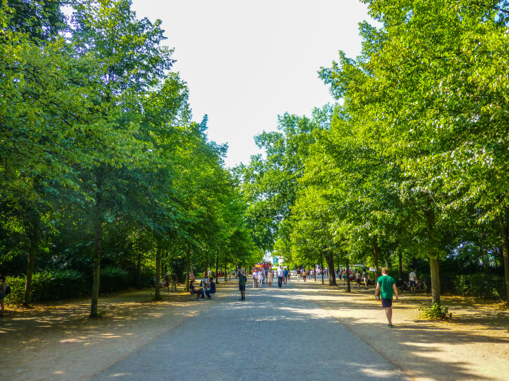 Ambling down a wide pathway in Tiergarten, Berlin's largest park.