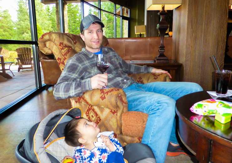 Doing some wine tasting while Lulu entertained herself at the family-friendly Suncadia Resort in Washington.
