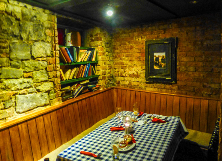 Charming little bookshelf by a charming little table at Curragower Restaurant in Limerick