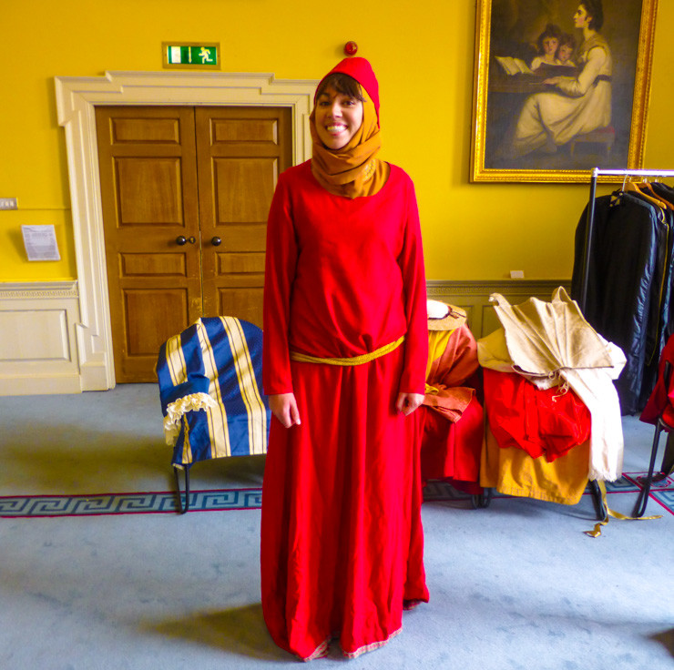 Me modeling some fashion from centuries ago at Hunt Museum in Limerick. 
