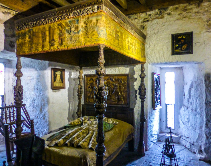 Medieval Bed in Bunratty Castle in Ireland.