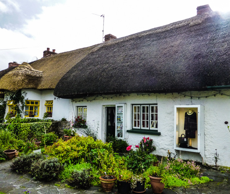 The thatched roof houses Adare, Ireland. 