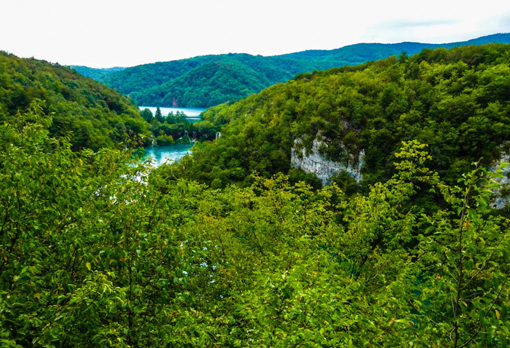Elevated view of Plitvice Lakes, Croatia. 