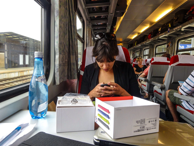 Traveling by train in Europe.