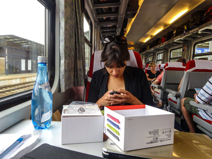 Traveling by train in Europe.