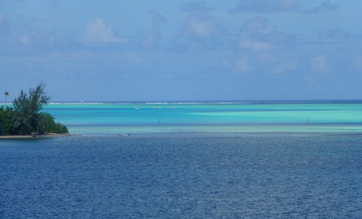 So many shades of blue within the sea of French Polynesia.
