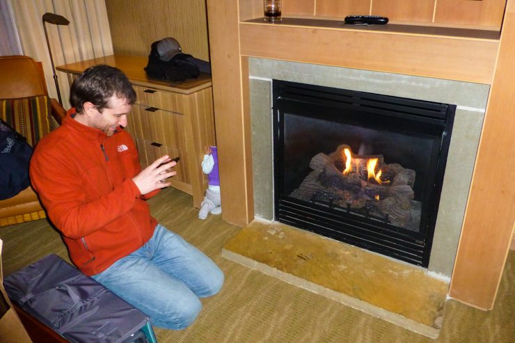 And a fireplace! (Lulu made herself right at home exploring our new digs.)