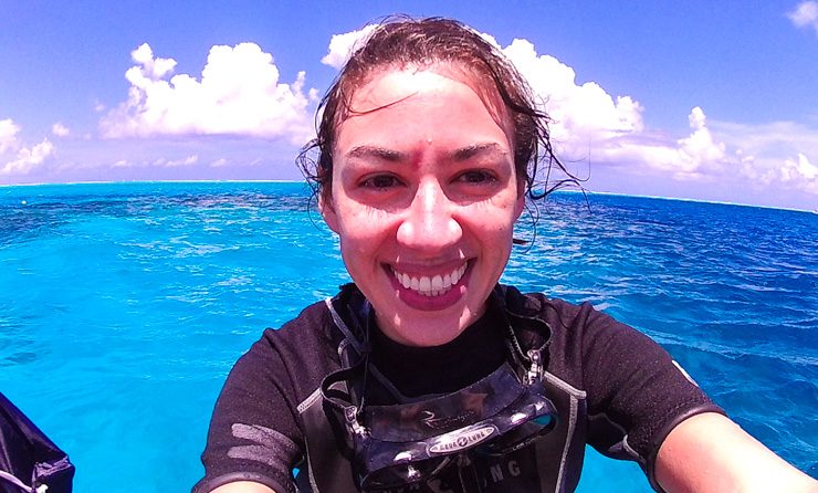 Me with a big smile after scuba diving in Bora Bora and seeing my first shark! 