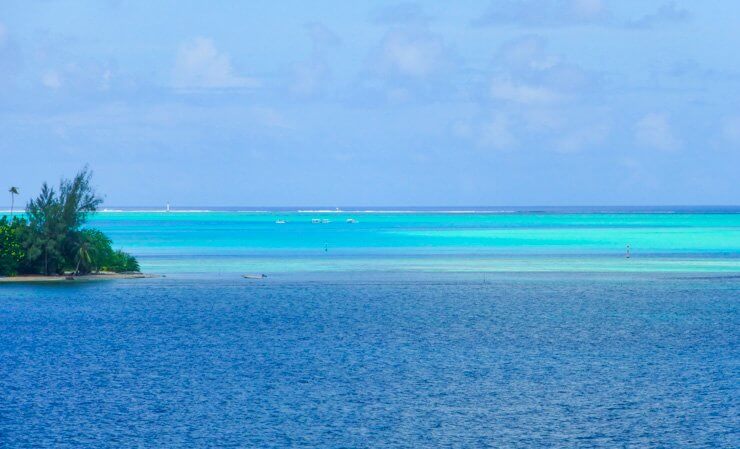 The lagoon of Bora Bora: the hues of blue are mesmerizing. 