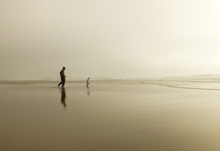 Running along peaceful beach. 