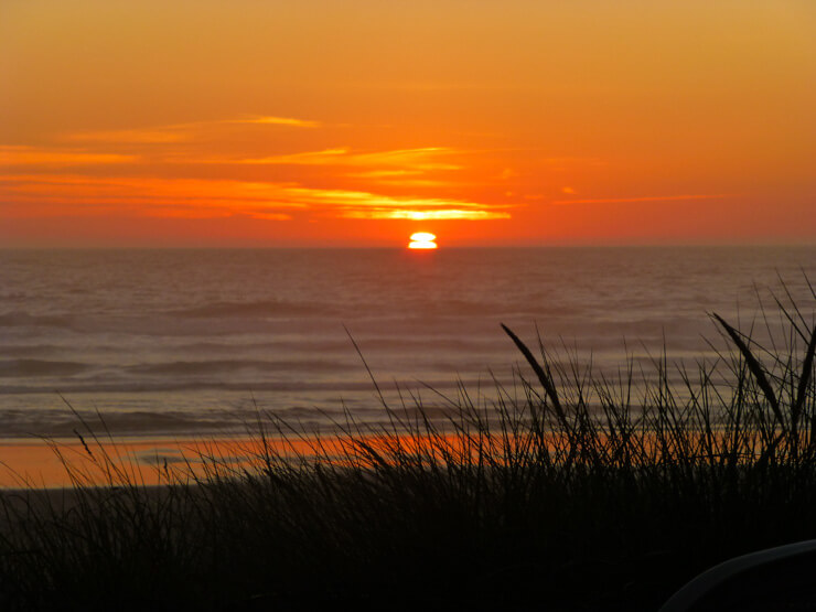 Rockaway Beach Oregon at sunset. 