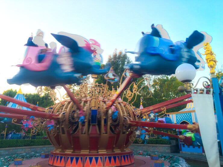 Dumbo Ride at Disneyland -- a great ride for toddlers.