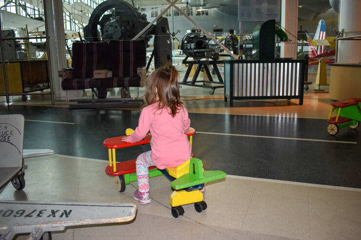 Playing in the kid area at Evergreen Aviation and Space Museum. 