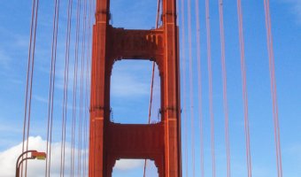 View of Golden Gate Bridge in San Francisco while driving across