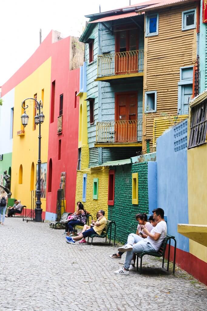 A colorful street in the La Boca neighborhood of Buenos Aires, Argentina
