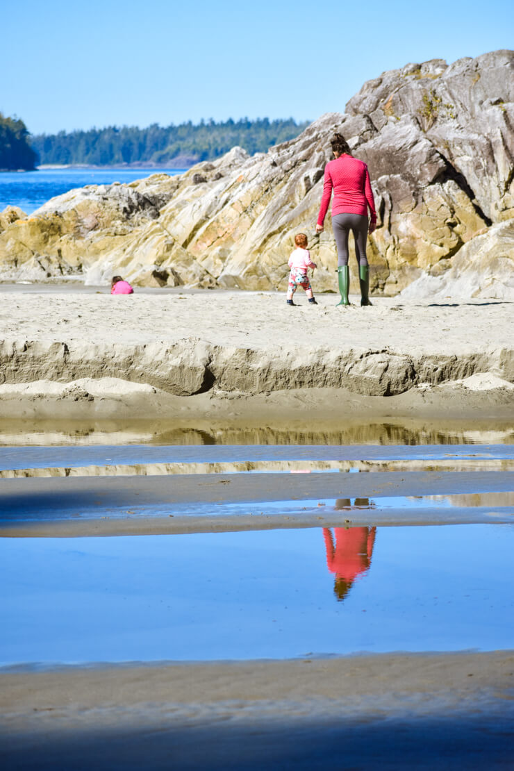 Beautiful morning beach walk in Tofino