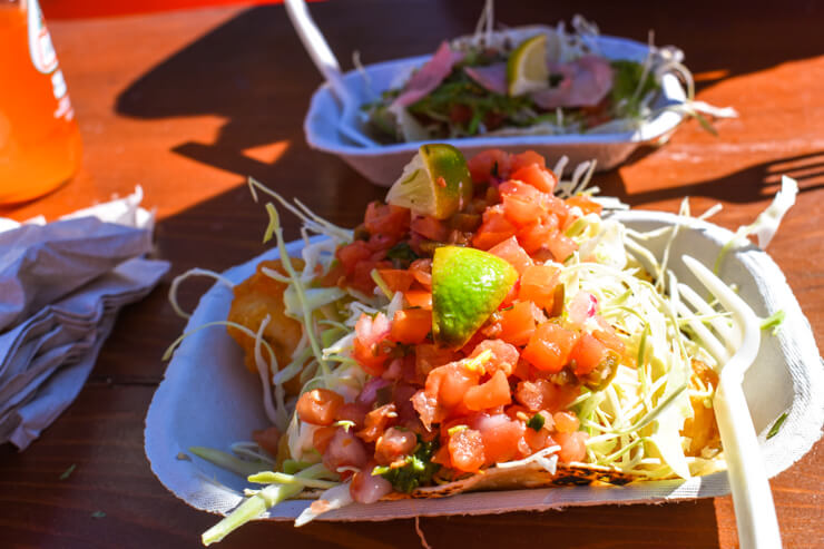 Delicious tacos from Tacofino food truck on Vancouver Island