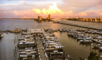 Miami harbor seen from downtown.