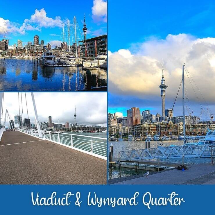 A day in Auckland must include exploring the Viaduct and Wynyard Quarter, which are connected by a pedestrian bridge. 