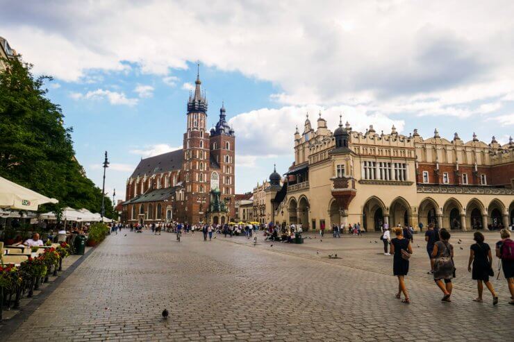 Old Market Square in the center of Kraków Old Town