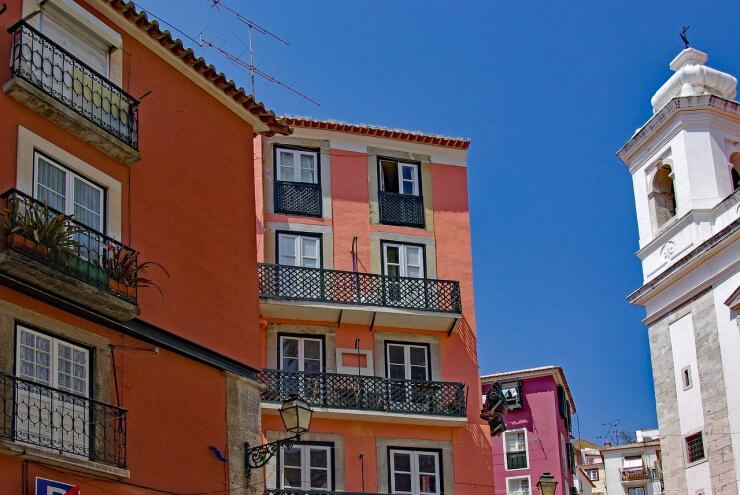 Colorful buildings in the Alfama District 