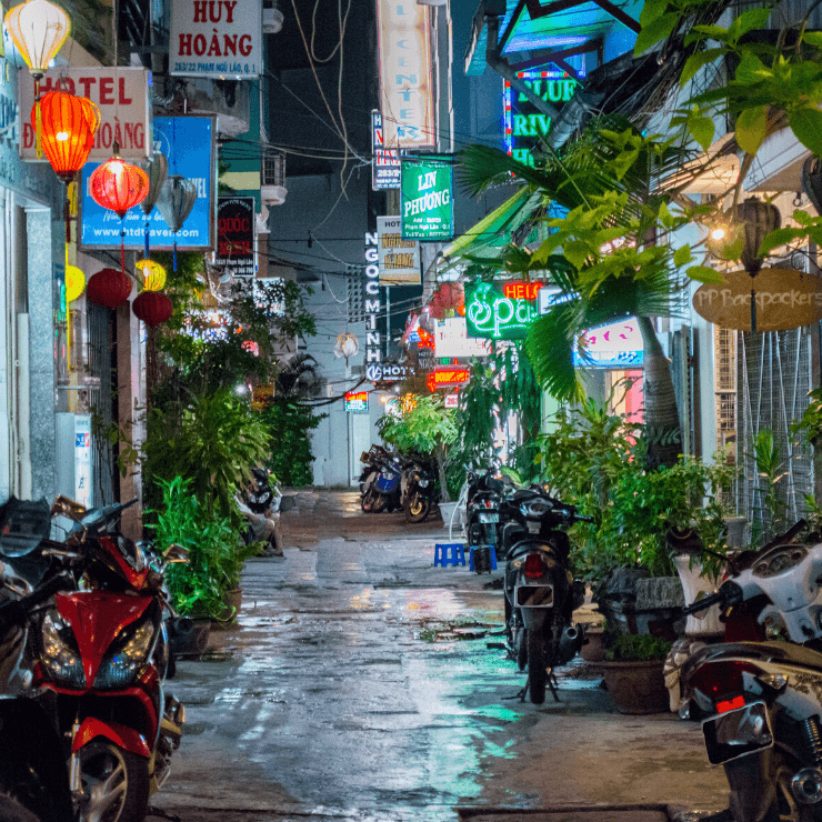 Colorful street in Ho Chi Minh City, Vietnam