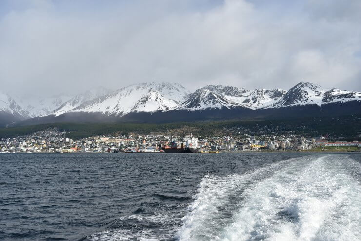 View of Ushuaia from a Beagle Channel cruise. 