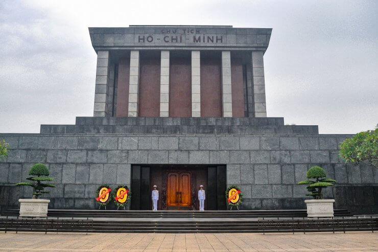 Exterior of Ho Chi Minh Mausoleum in Hanoi, Vietnam