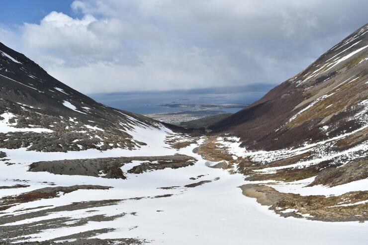 View of Ushuaia from Glaciar Martial, a challenging but incredible hike in Patagonia. 