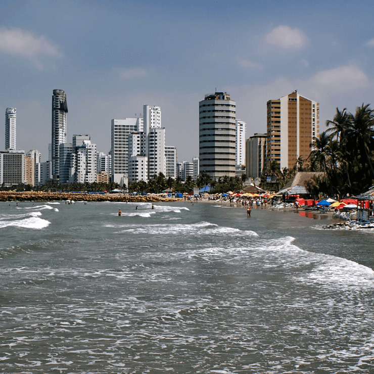 Beach by the city in Cartagena, Colombia