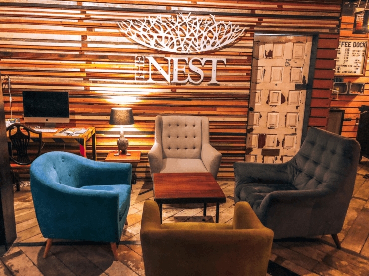 The lobby of the Nest hotel in Galway, Ireland