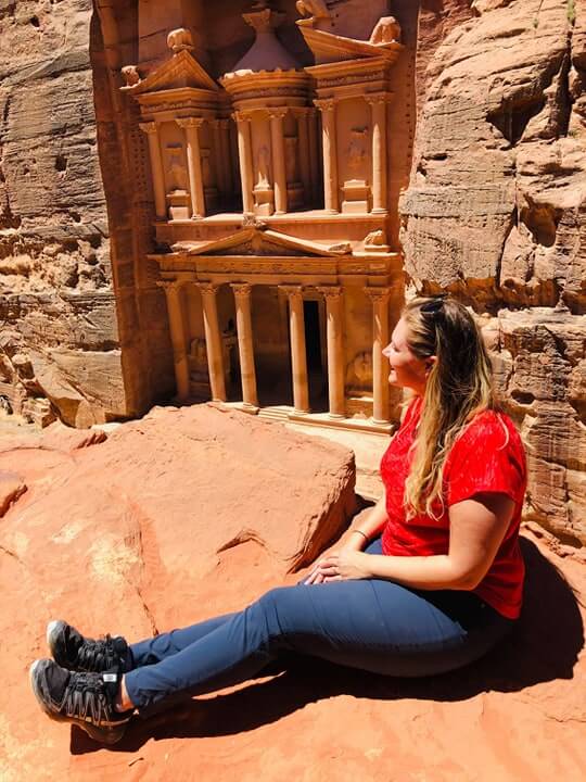 An excellent, less-visited viewpoint for the Treasury in Petra. 