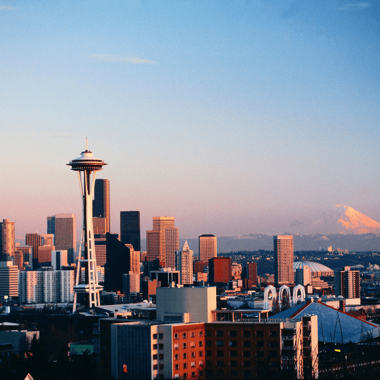Seattle Skyline featuring the Space Needle and Mount Rainier