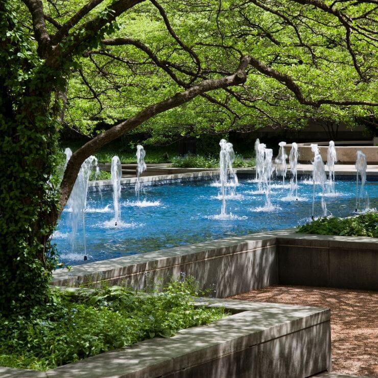 The South Garden fountains at the Art Institute of Chicago. 