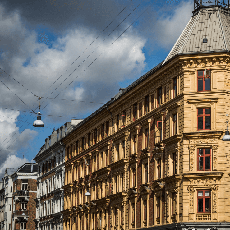 Architecturally stunning building in the Nørrebro neighborhood of Copenhagen, Denmark. 