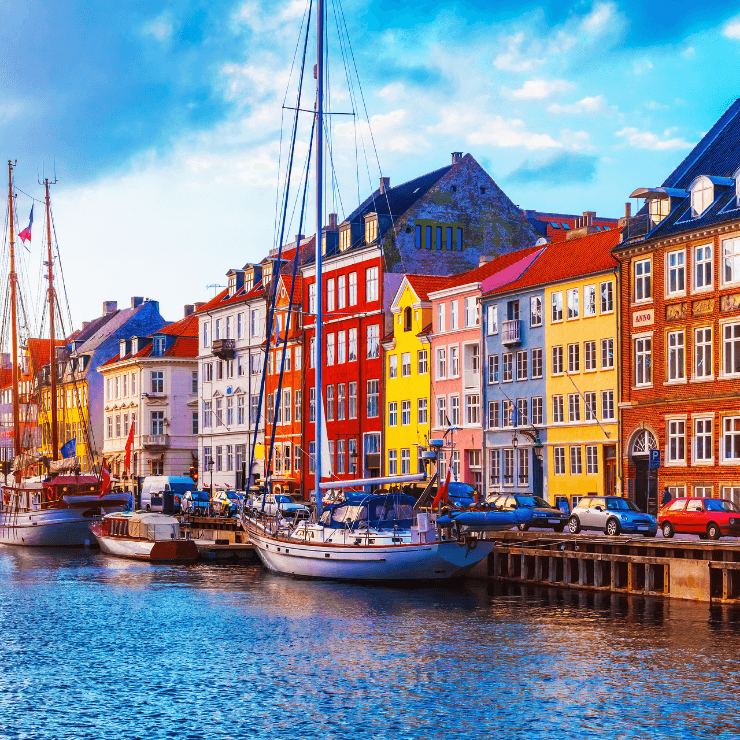 Nyhavn neighborhood of Copenhagen is a great place to start you day in Copenhagen. 