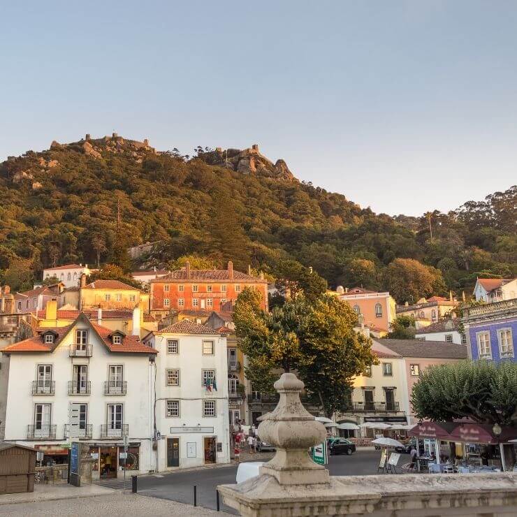 Town Center of Sintra, Portugal. A great place to eat during a day trip to Sintra.