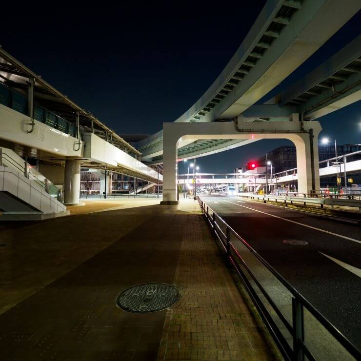 Roads by Toyosu Market at Night