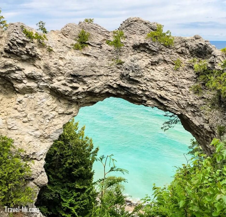 Arch Rock is one of the top things to see on a day trip to Mackinac Island in Michigan. 