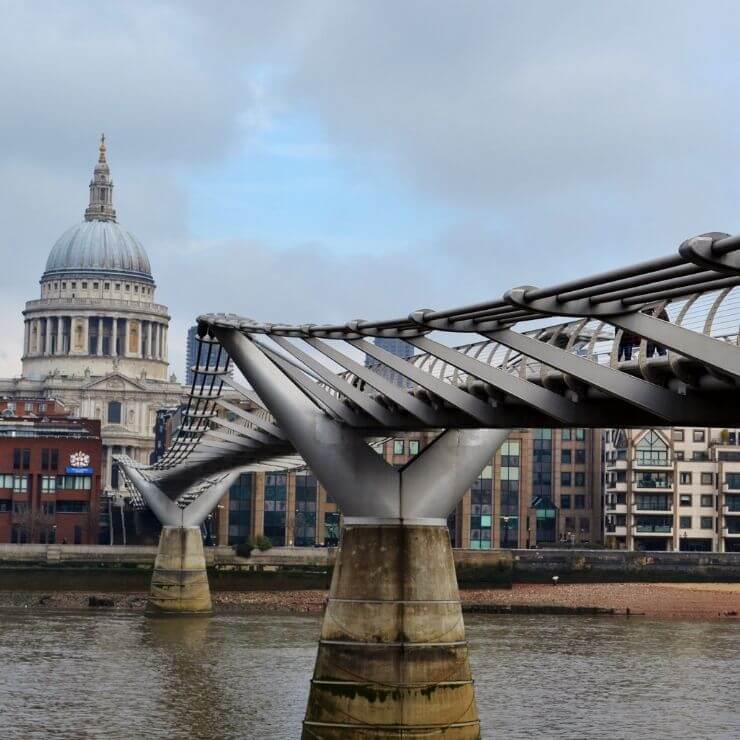 Millennium Bridge Leading to St. Paul's Cathedral in London