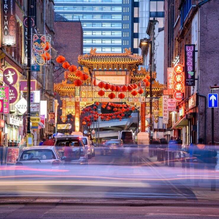 Street in Chinatown in Manchester, UK