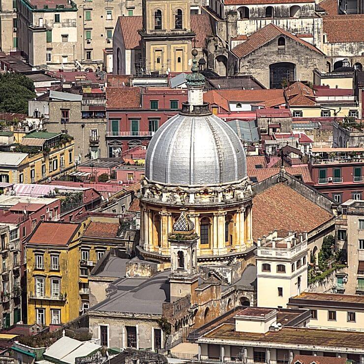 Beautiful bird's eye view of the rooftops of Naples, Italy. 