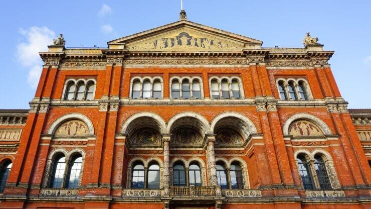 Facade of the Victoria and Albert Museum in London, England. 
