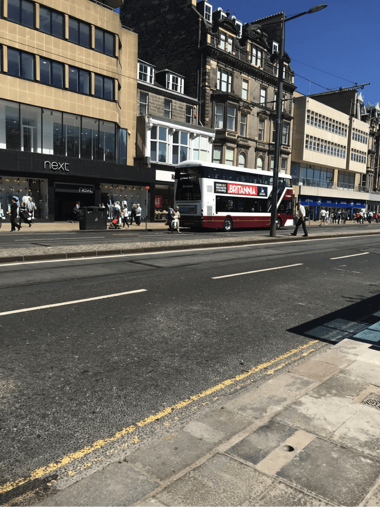 Princes Street in Edinburgh, Scotland, is a great place to shop during your day in Edinburgh.