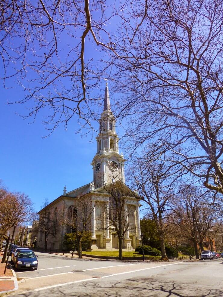 First Unitarian Church of Providence in the College Hill neighborhood, a must-see place to visit during your time in Providence even if you have less than 24 hours.