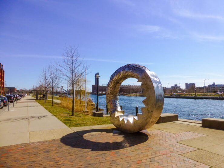 Textured Gear Sculpture in Downtown Providence