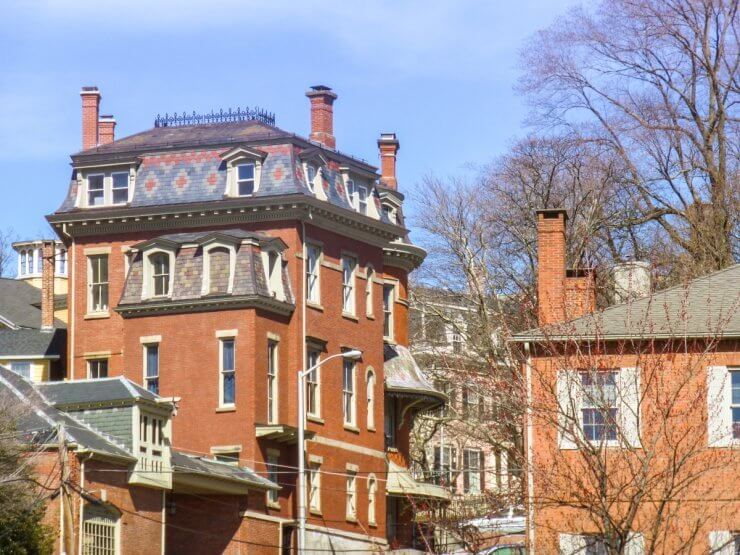 Historic buildings with beautiful architecture in Providence, Rhode Island. 