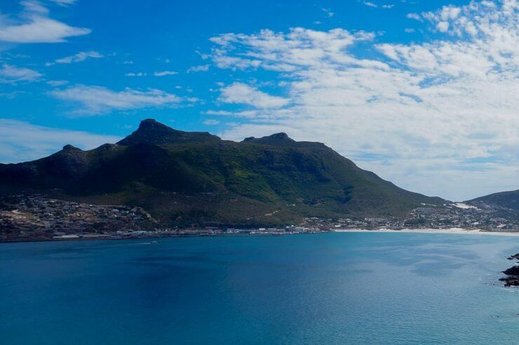 View of Chapman's Peak during a drive along the coast near Cape Town, South Africa. 