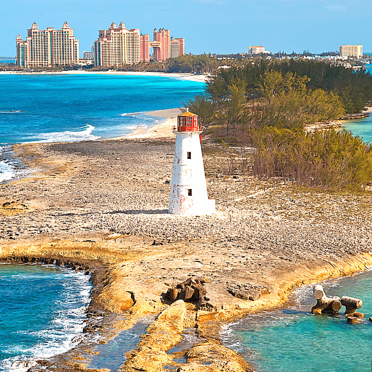 Nassau, Bahamas cruise port with the famous Atlantis Resort in Background