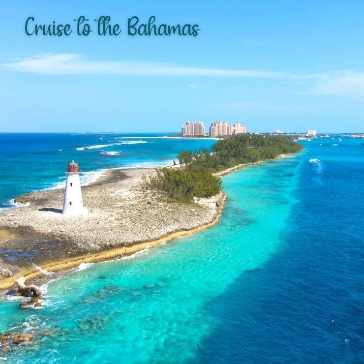 A birds-eye view of Nassau, Bahamas, a popular cruise destination for first time cruisers looking for a short itinerary. 